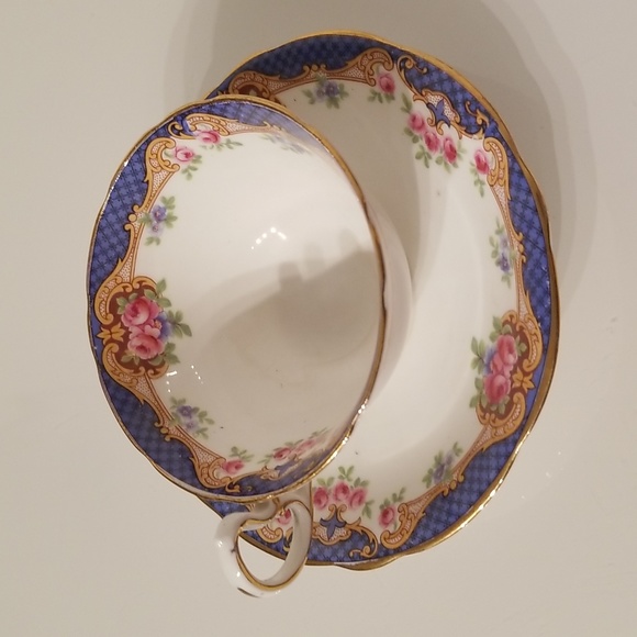 Vintage Aynsley Teacup & Saucer Set Bone China A4191 / White, blue, floral - Picture 6 of 17